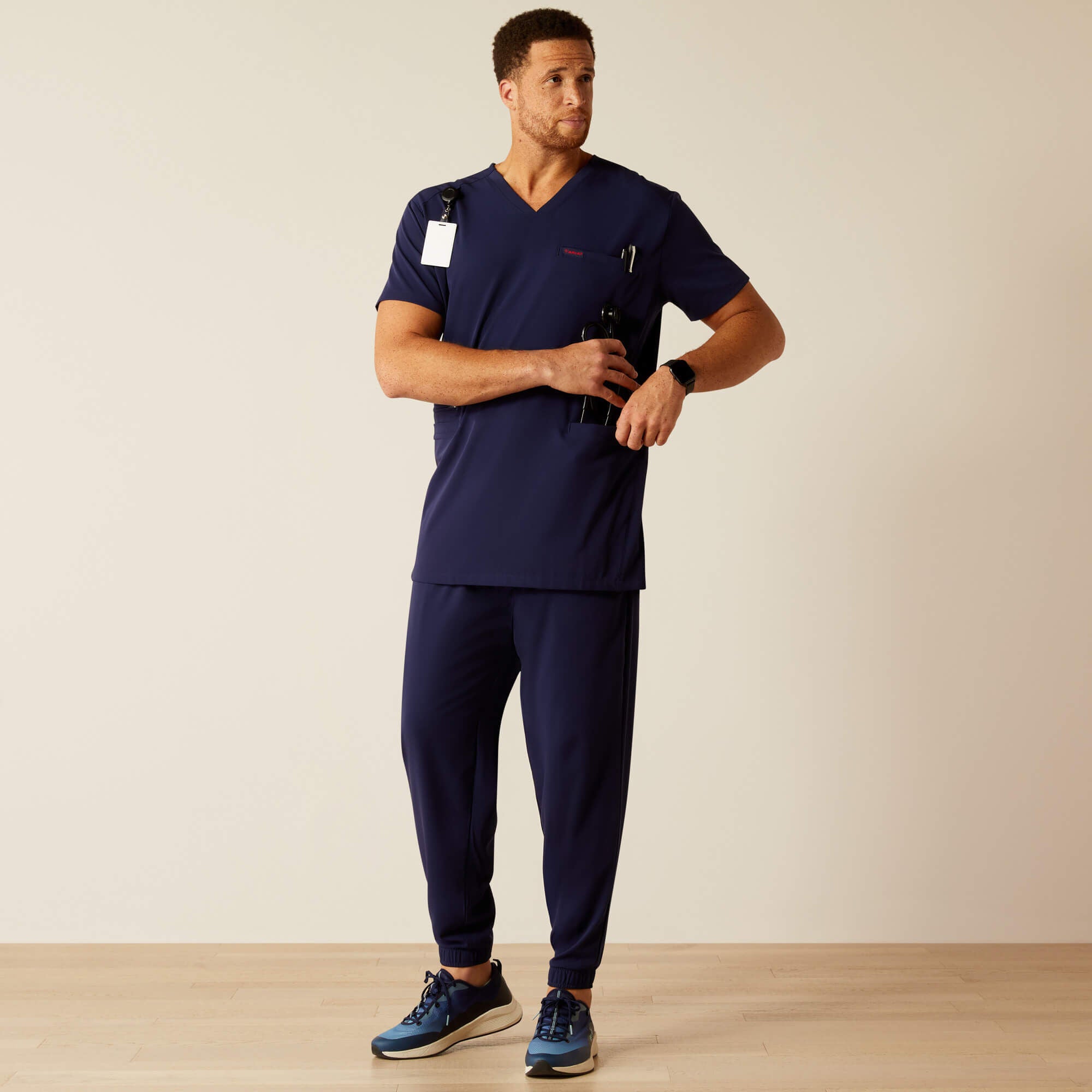 Derham 6 Pocket Scrub Top Men - NAVY
