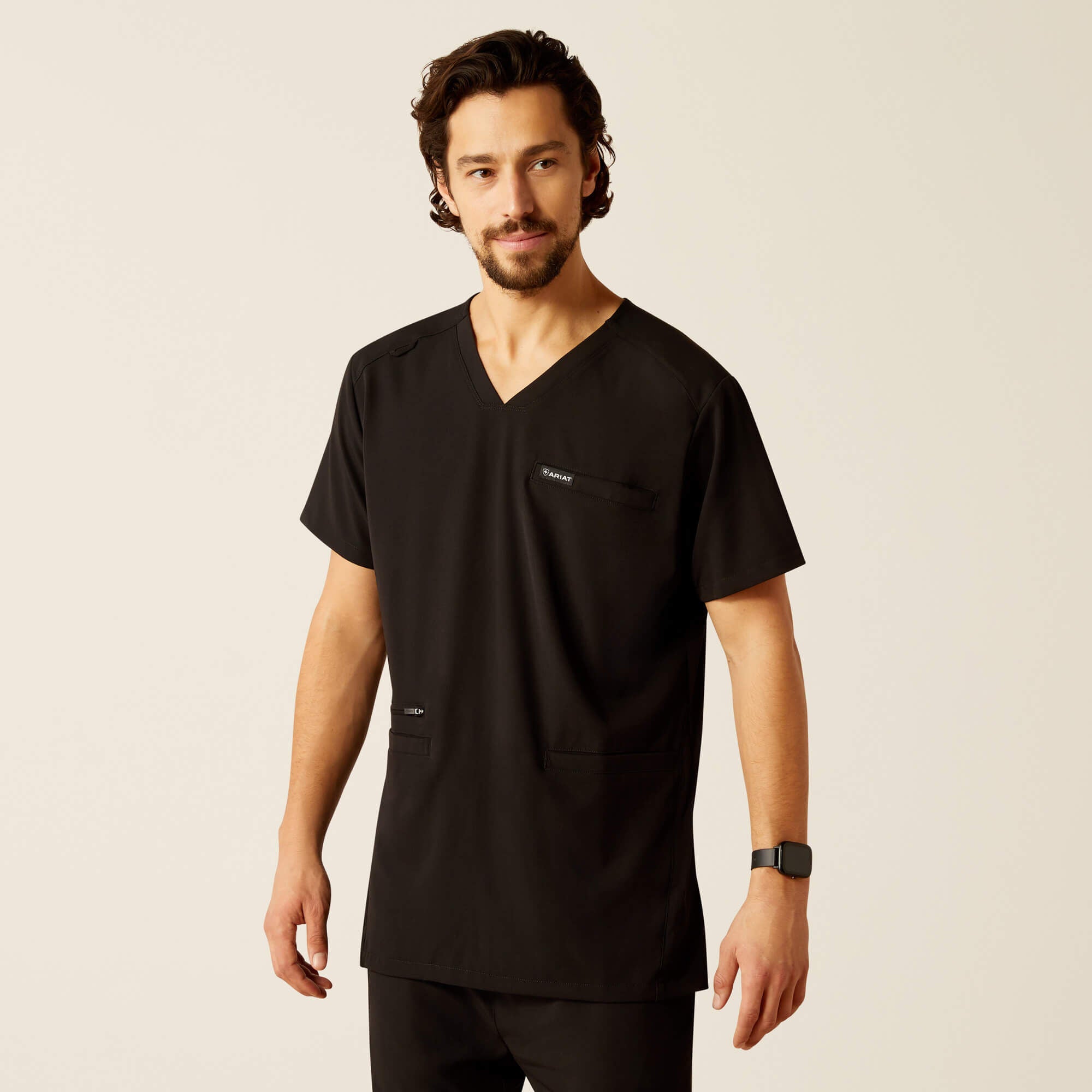 Derham 6 Pocket Scrub Top Men - BLACK