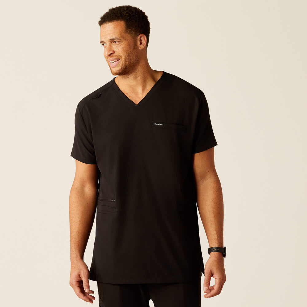 Derham 6 Pocket Scrub Top Men - BLACK
