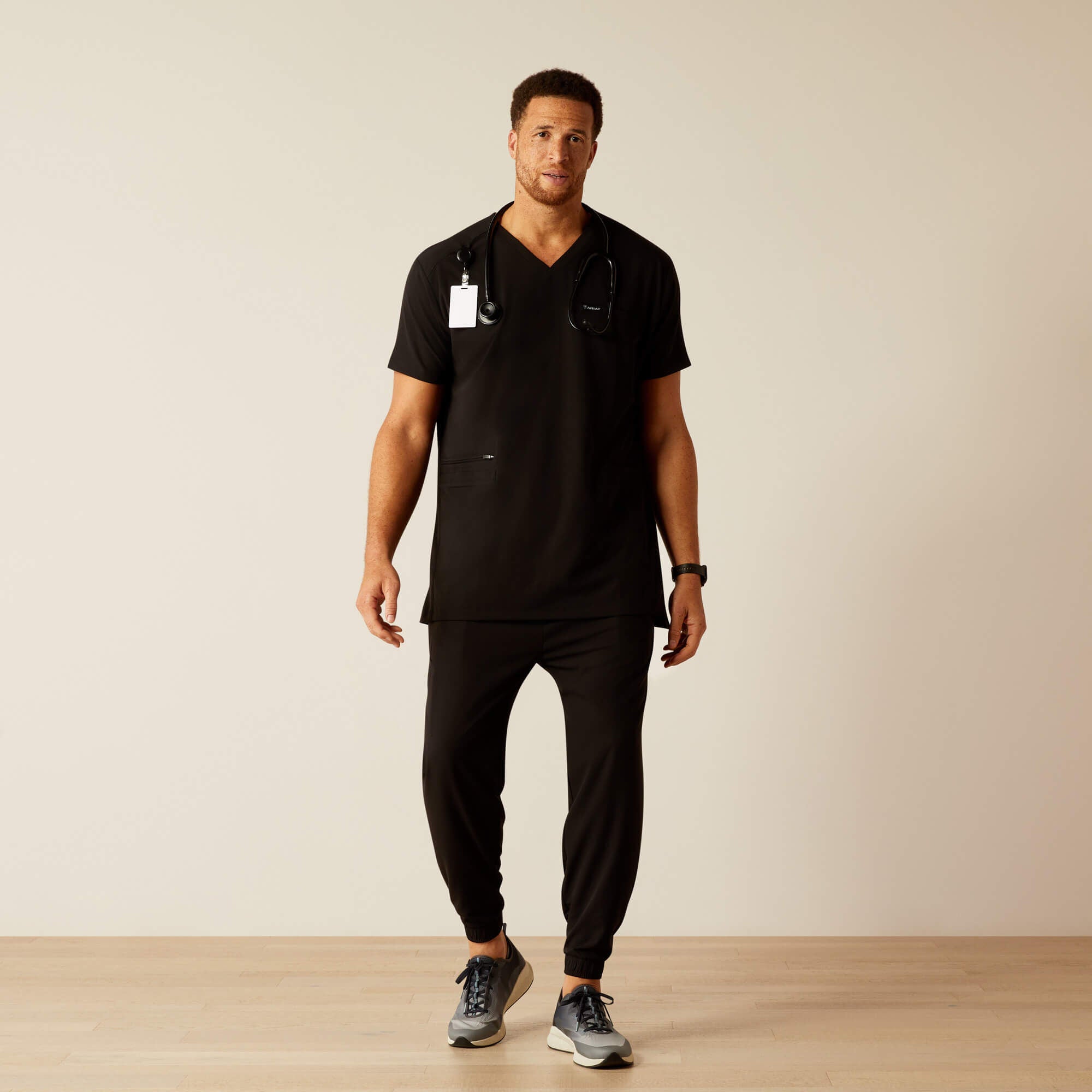Derham 6 Pocket Scrub Top Men - BLACK