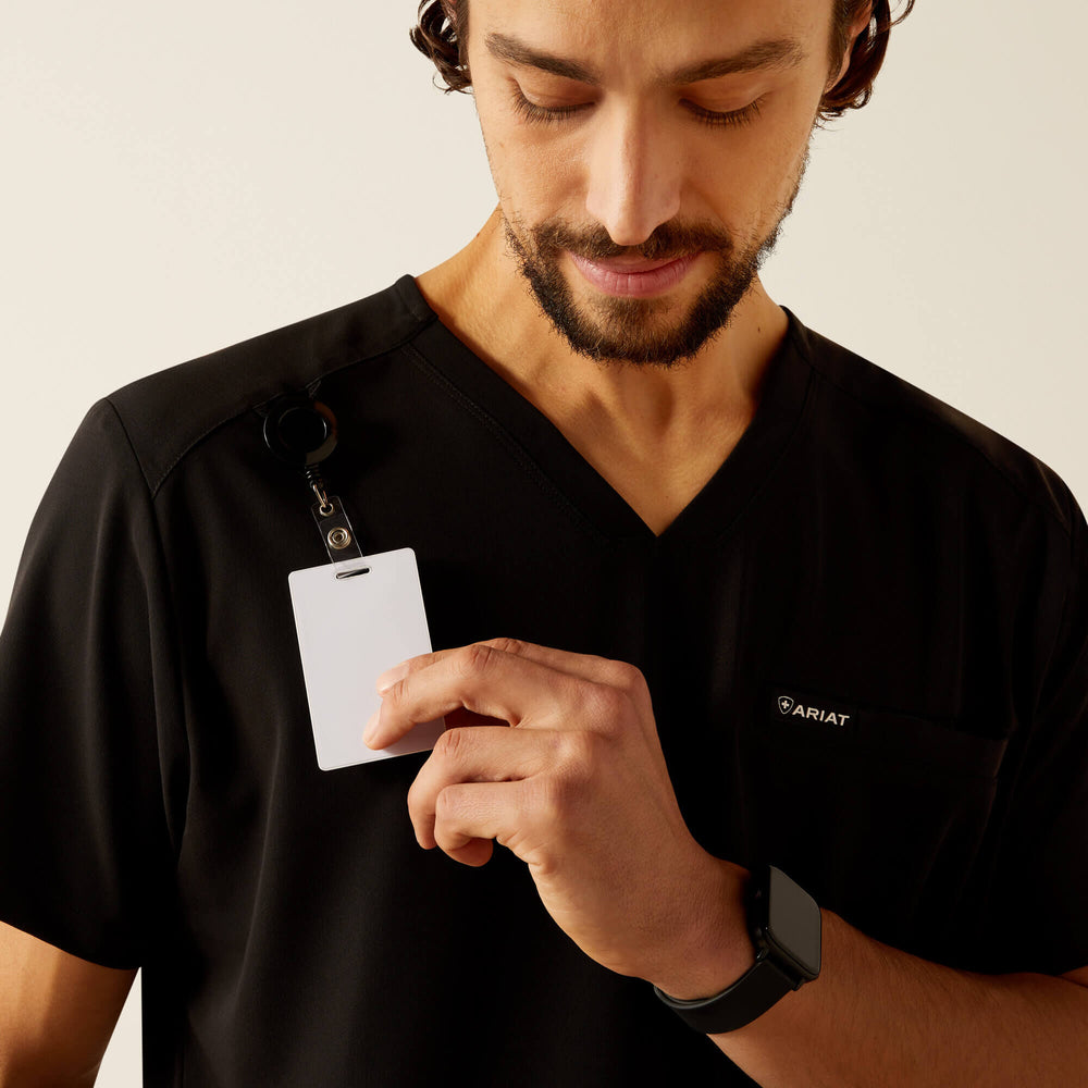Derham 6 Pocket Scrub Top Men - BLACK