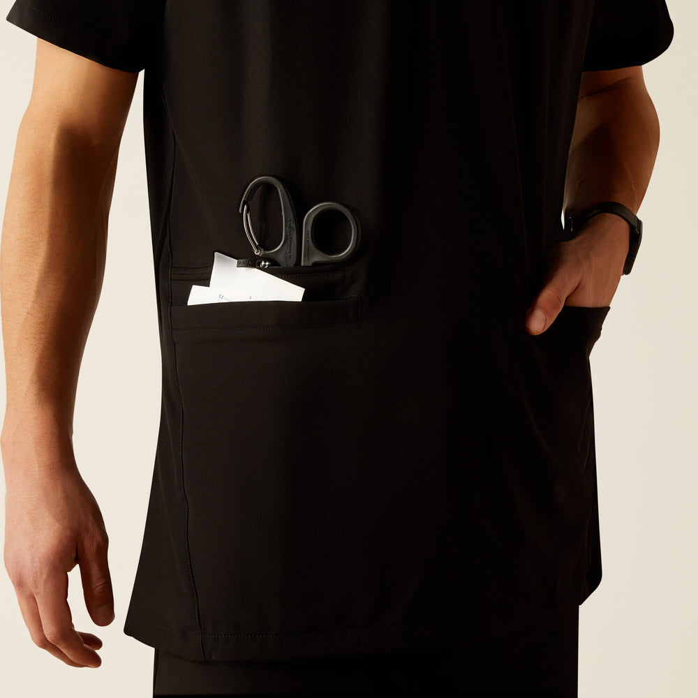 Derham 6 Pocket Scrub Top Men - BLACK