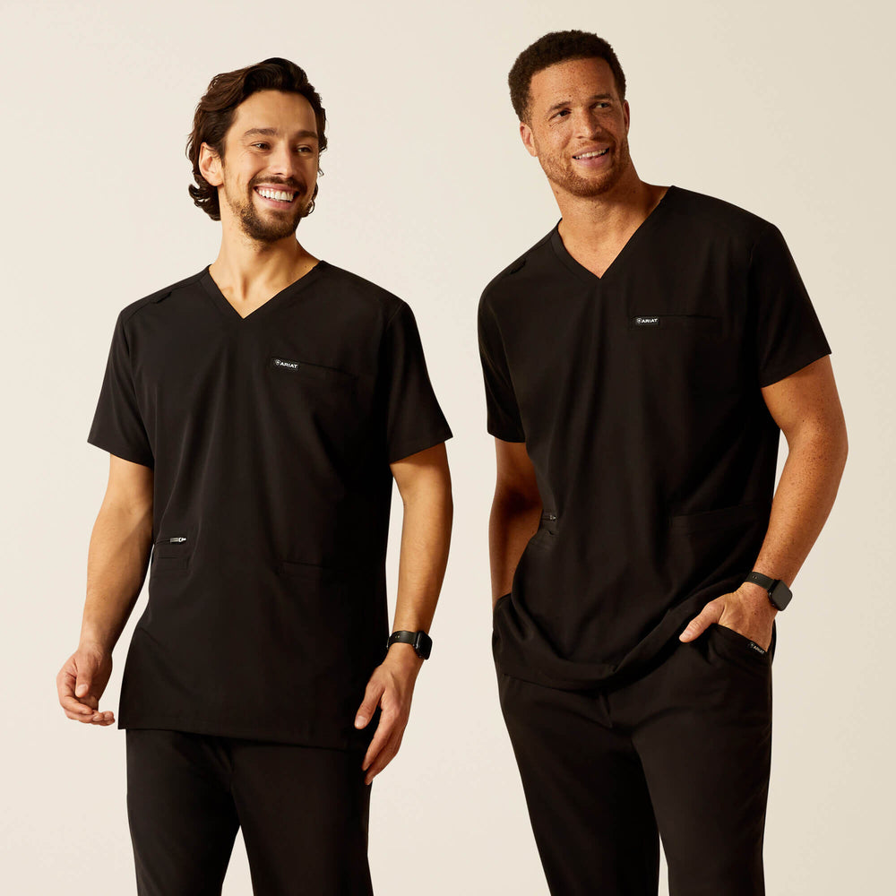 Derham 6 Pocket Scrub Top Men - BLACK