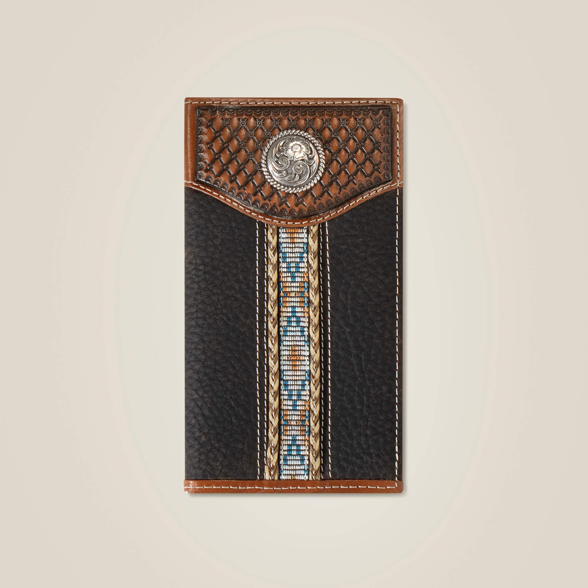 Braided Trim Rodeo Wallet Men - BROWN