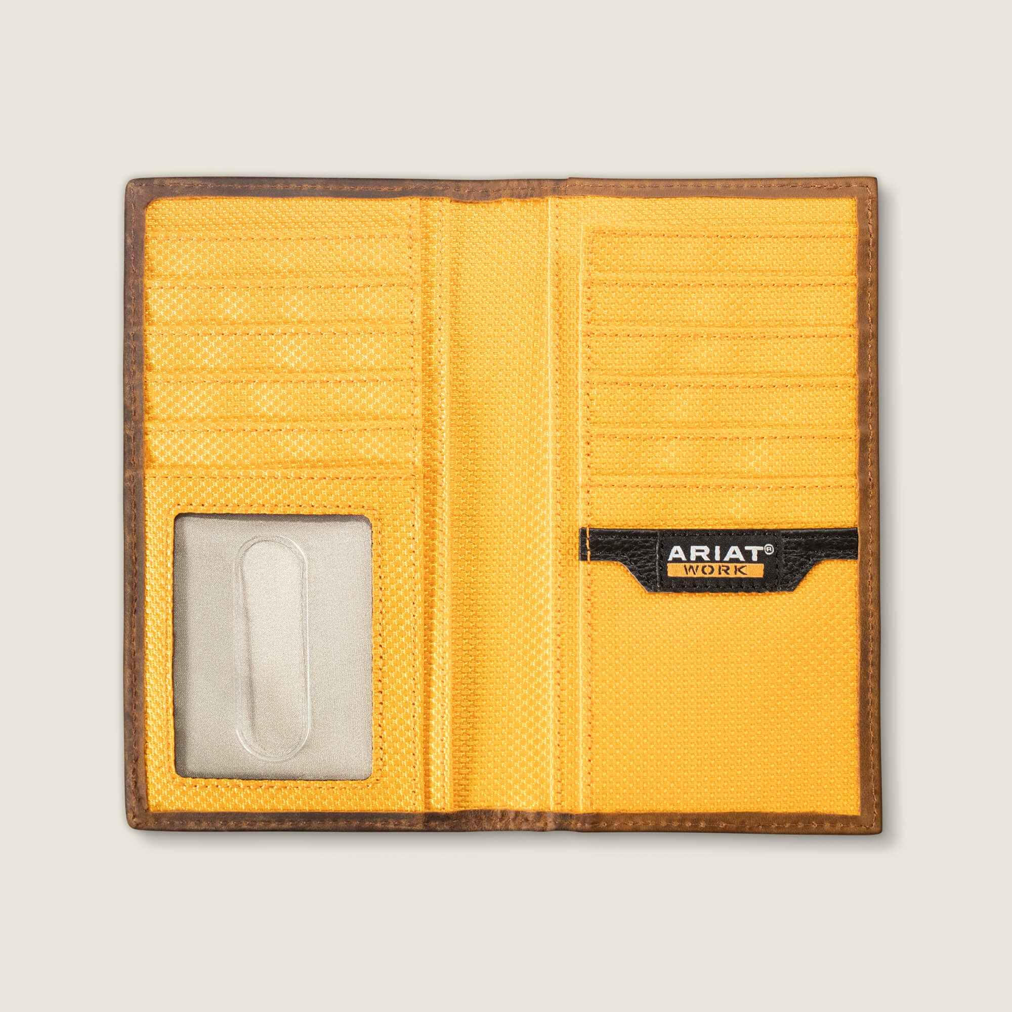 Work Roughneck Label Canvas Trifold Wallet Men - BROWN