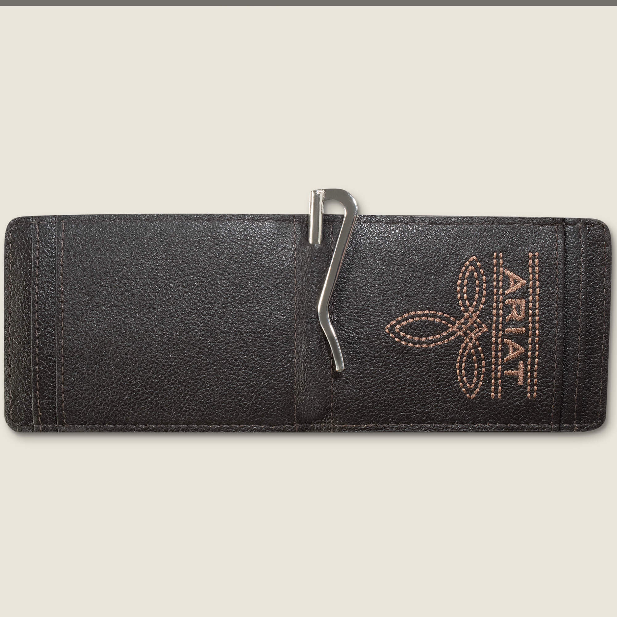 Ariat Logo Print Money Clip Wallet Men - BROWN