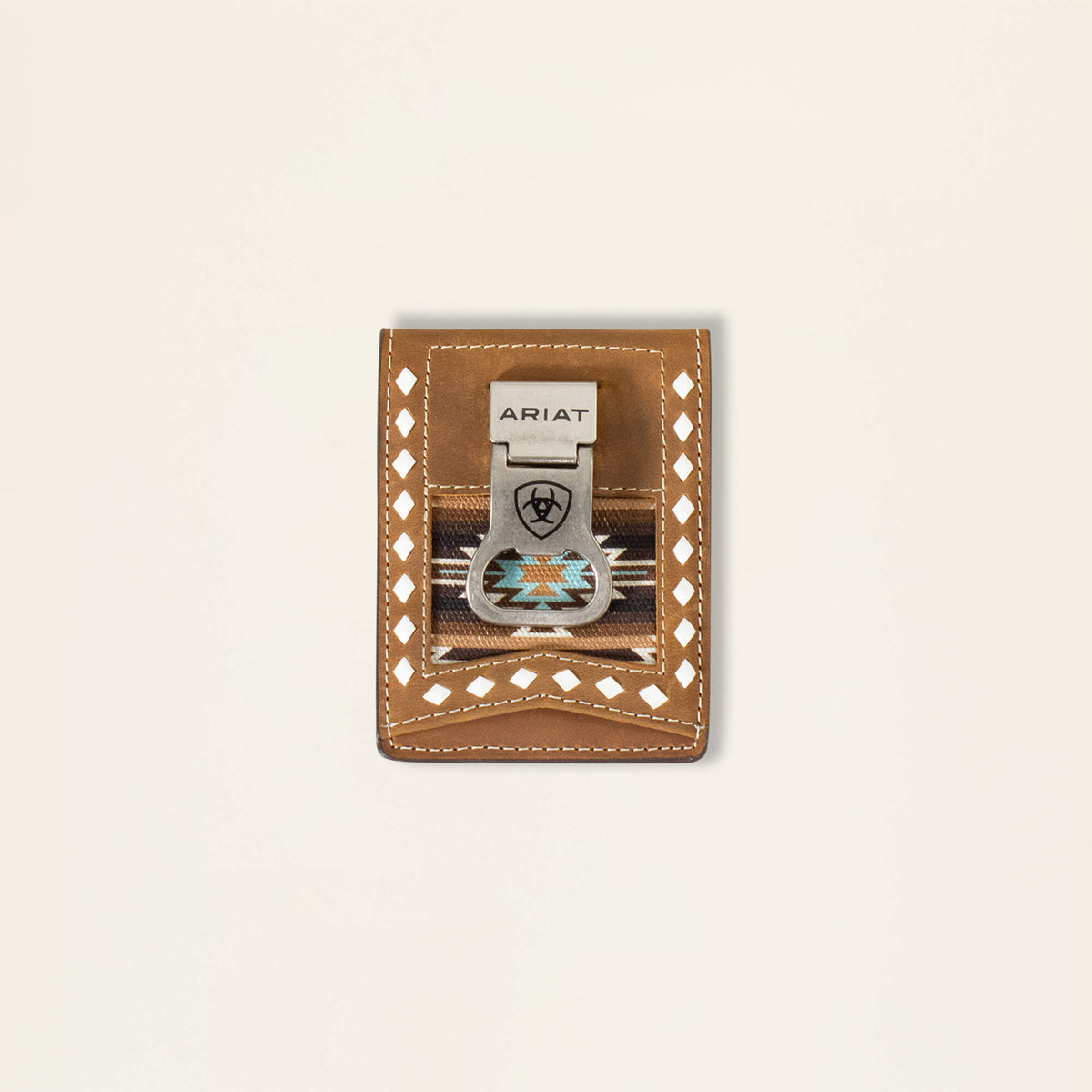Southwest Diamond Money Clip Men - BROWN