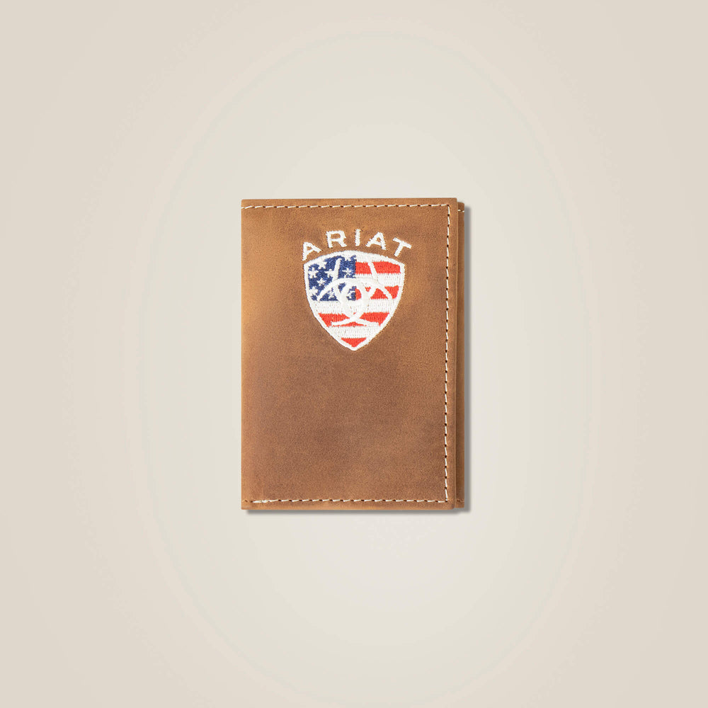 Flag Shield Trifold Wallet Men - BROWN