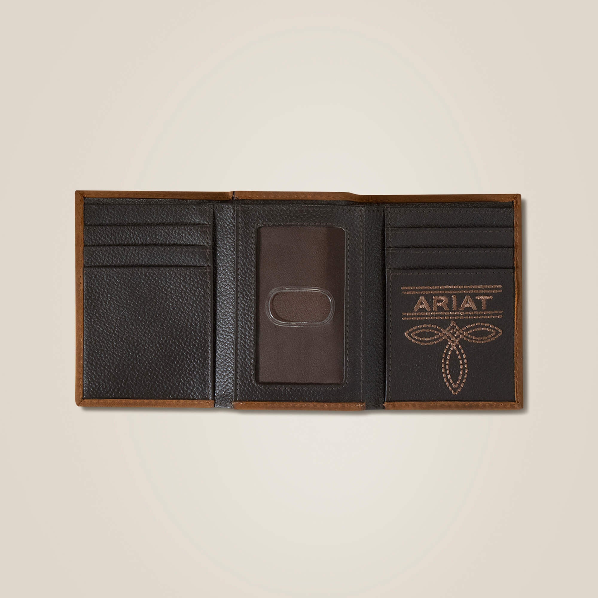 Flag Shield Trifold Wallet Men - BROWN