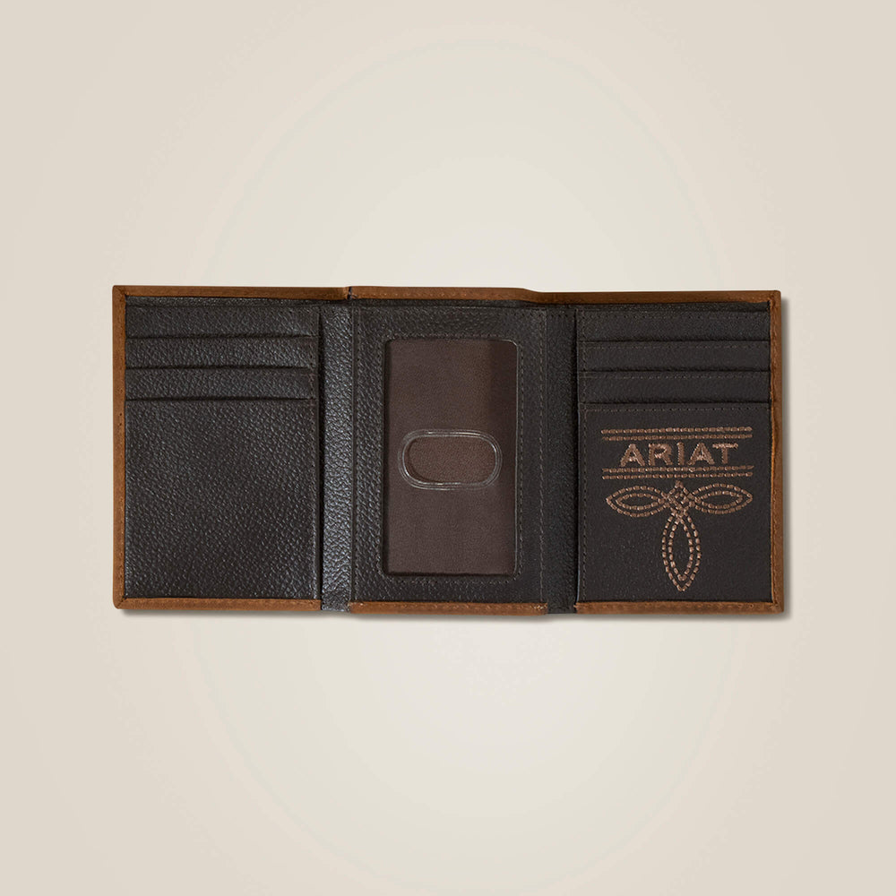Flag Shield Trifold Wallet Men - BROWN