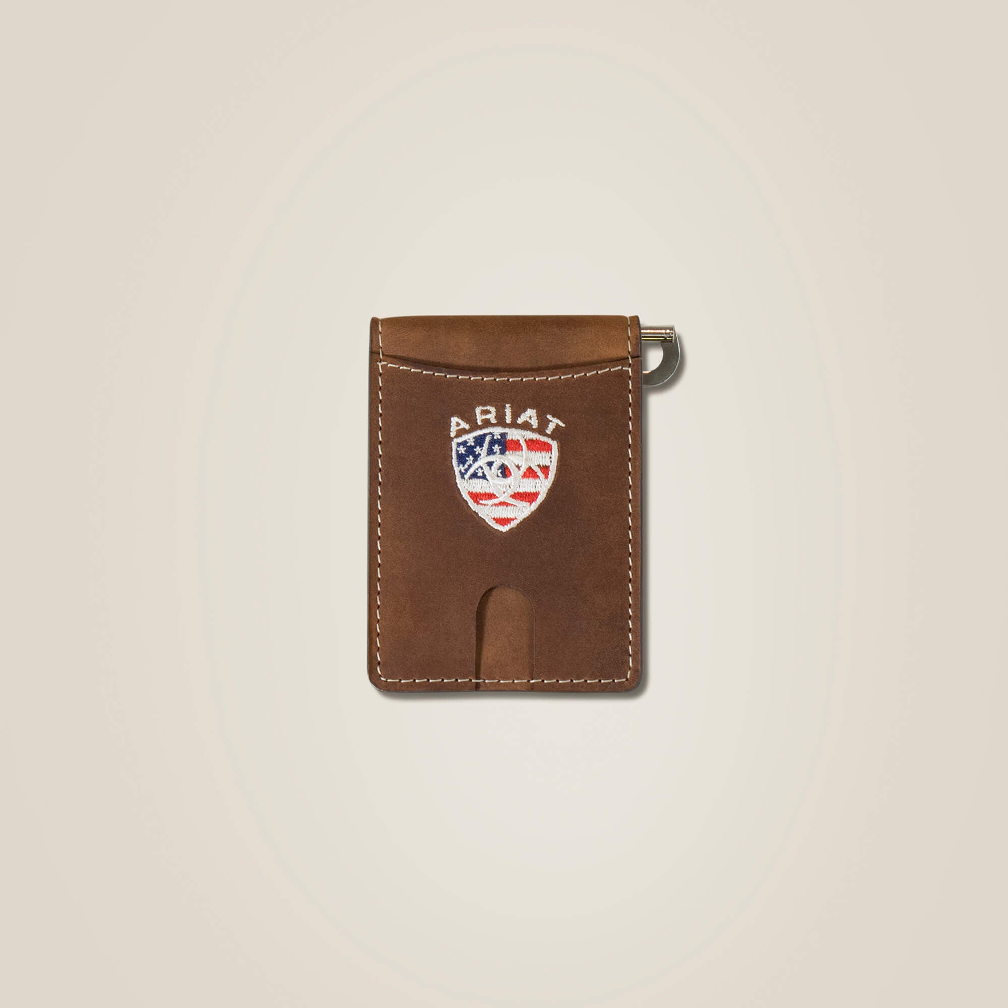 Flag Shield Clip Wallet Men - BROWN