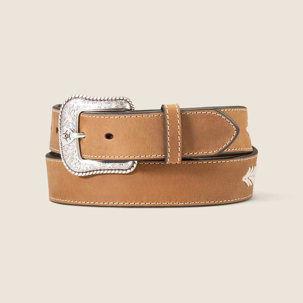 Stitched w/Conchos Belt Men - BROWN