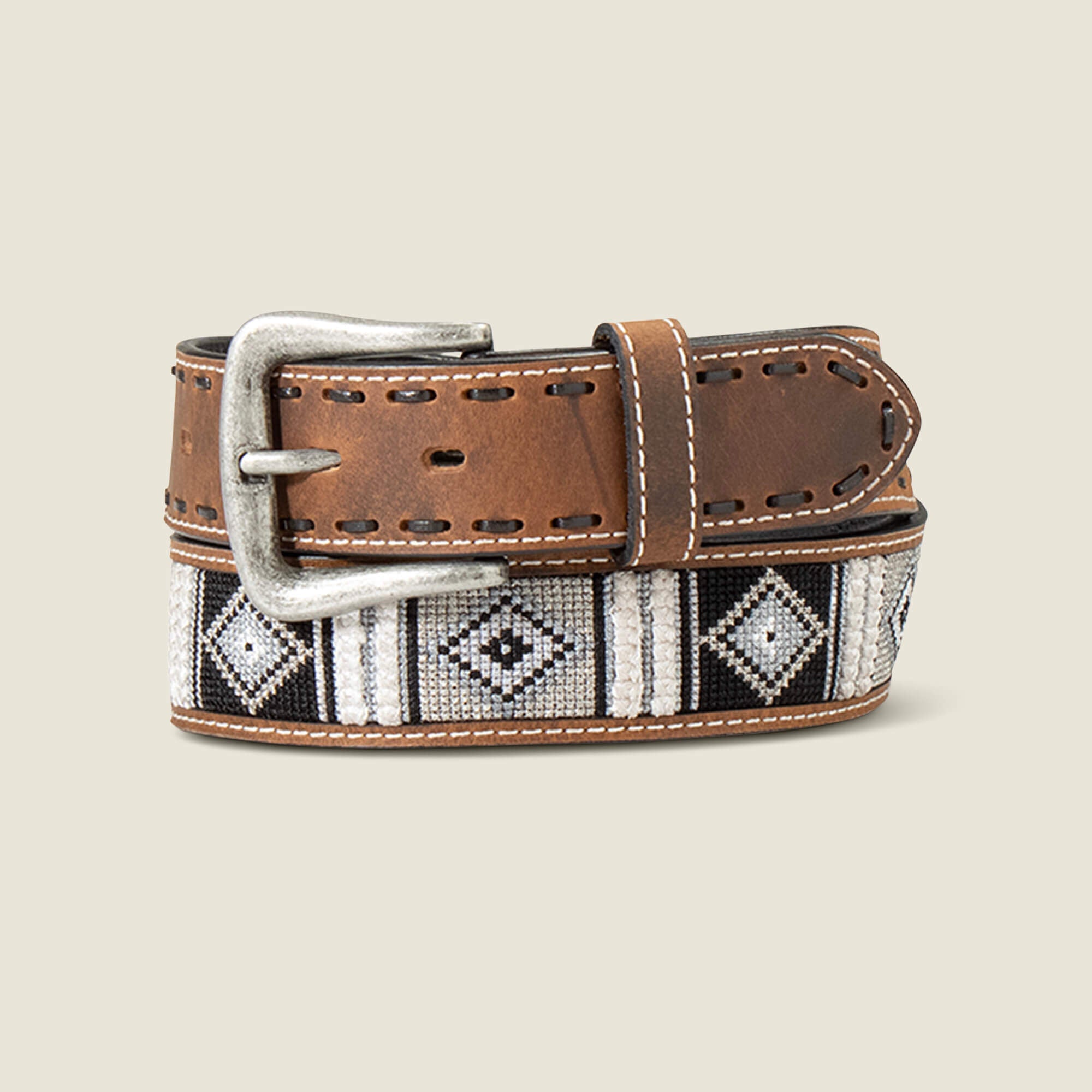 Woven Geo Inlay Belt Men - MULTI