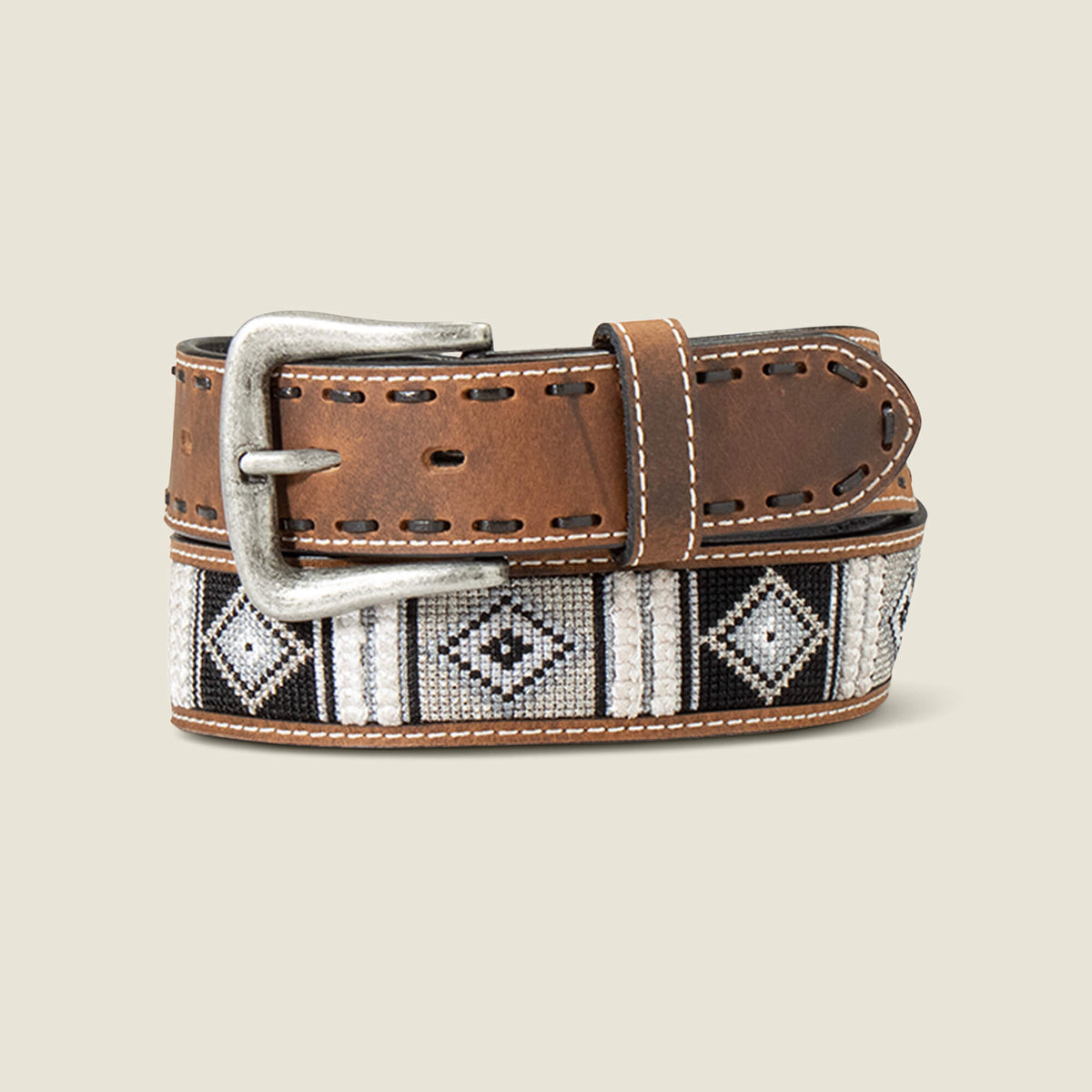 Woven Geo Inlay Belt Men - MULTI