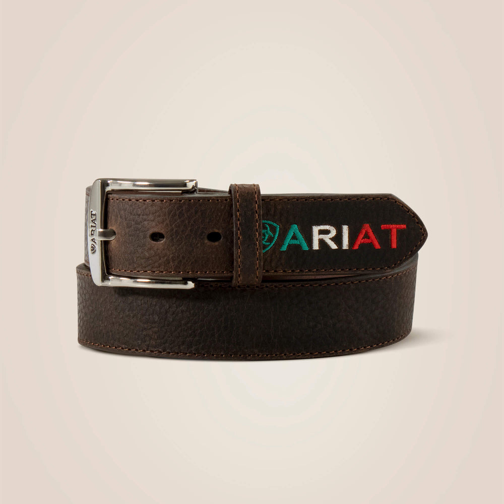 Mexico embossed logo belt Men - BROWN