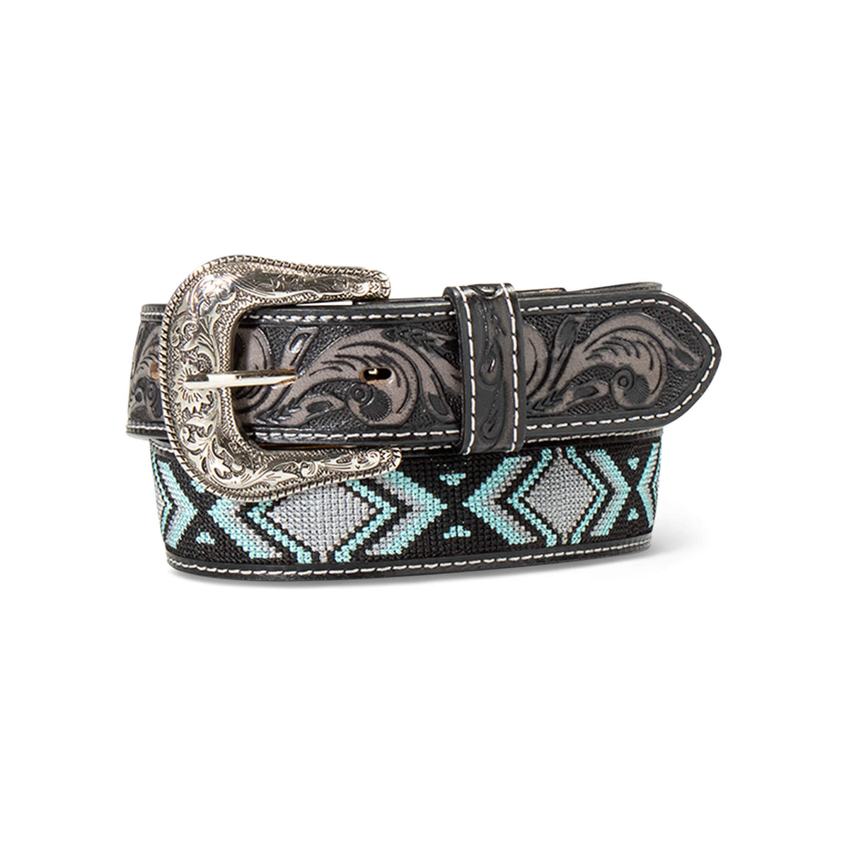 Woven Geo Inlay Belt Men - BLUE
