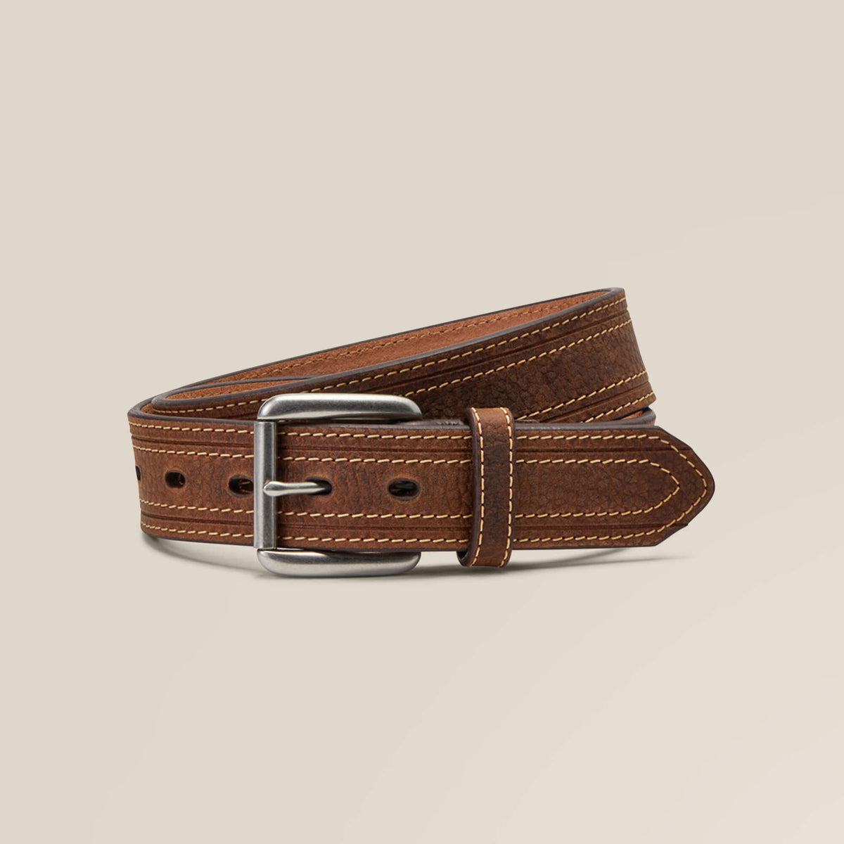 Thick Stripe Belt Men - BROWN