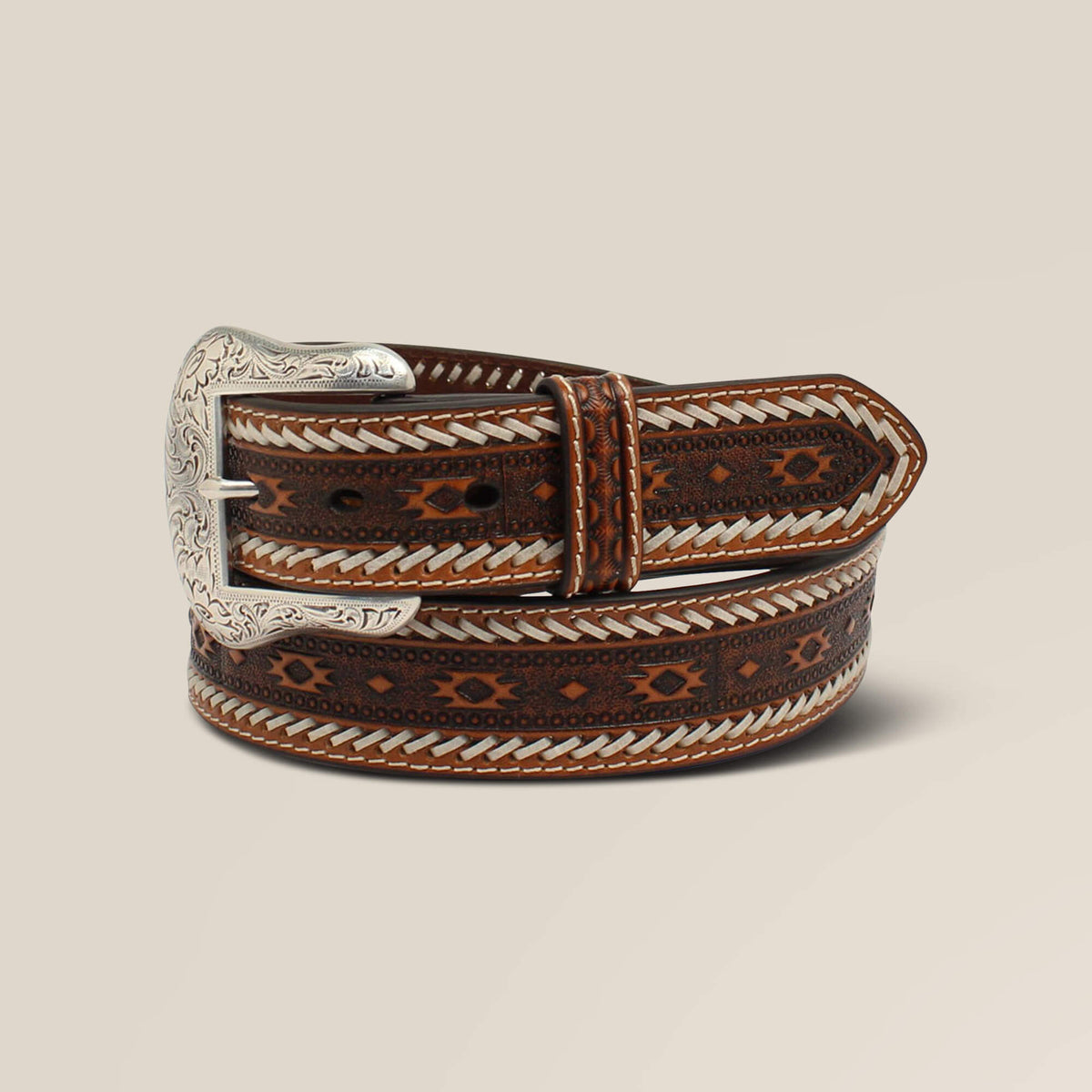 Whip Stitch Belt Men - TAN
