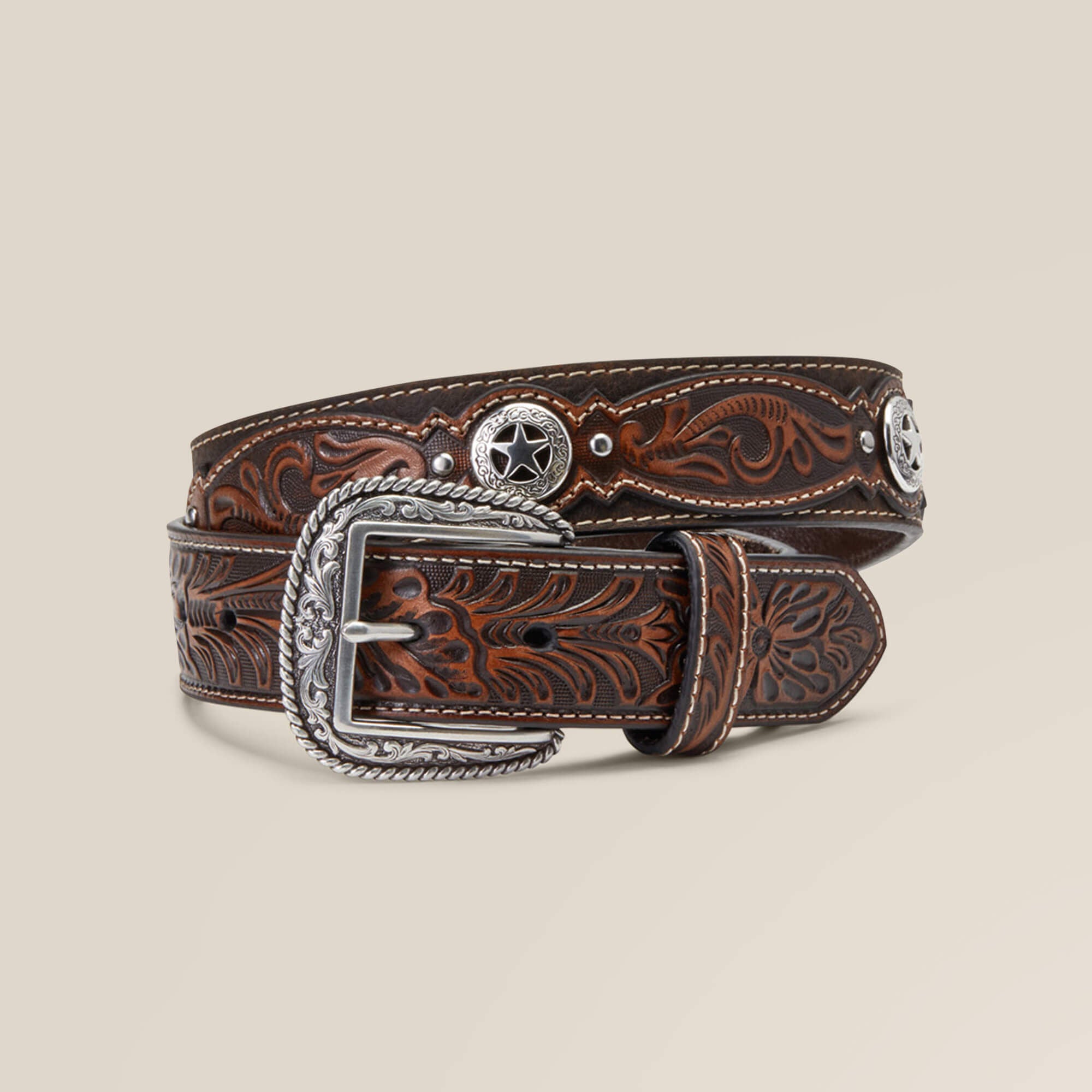 Western Star Medallion Belt Men - BROWN
