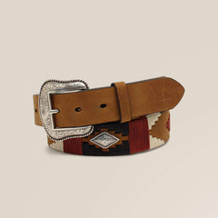 Diamond Embroidery Belt Men - MEDIUM BROWN