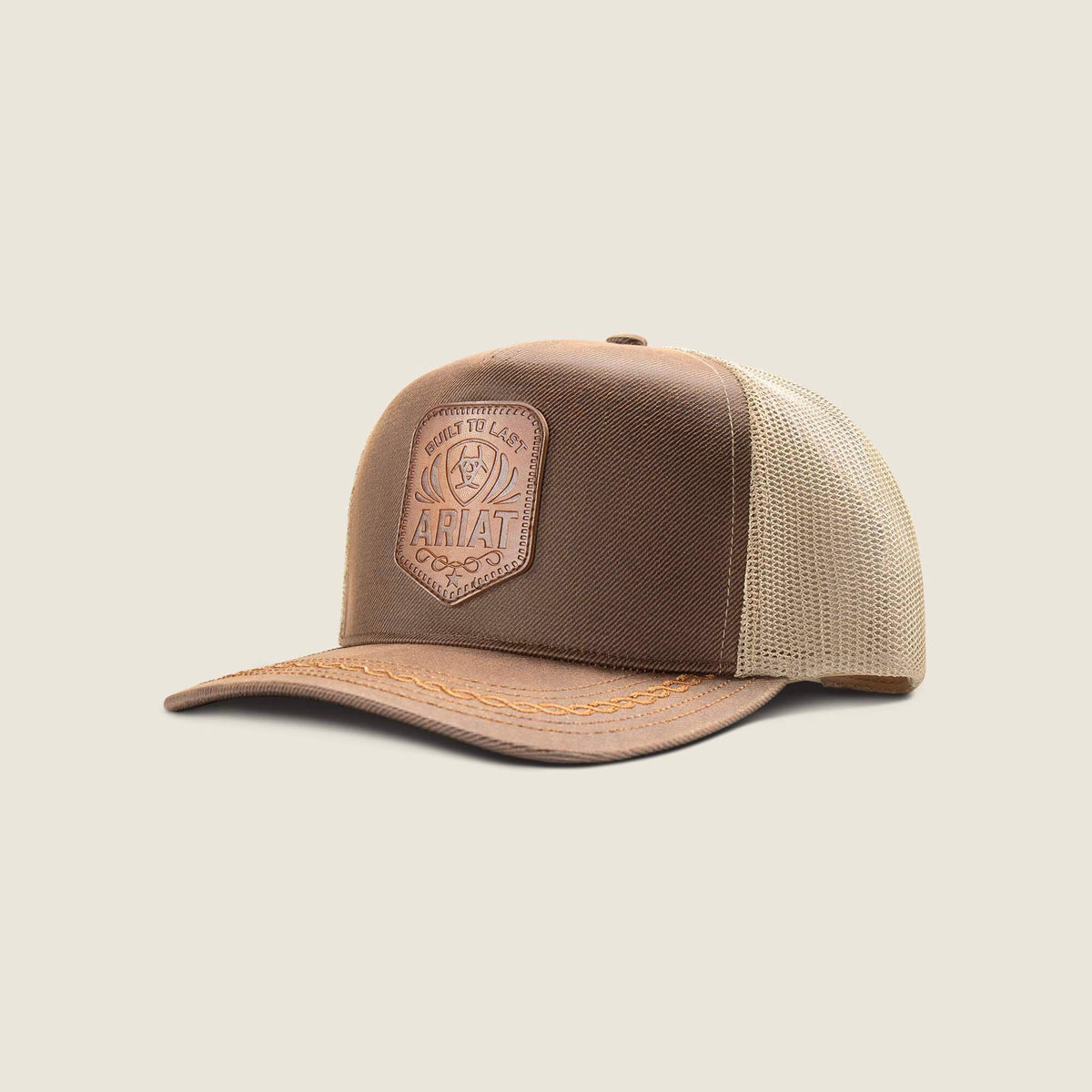 Oilskin Faux Leather Patch Cap Men - BROWN