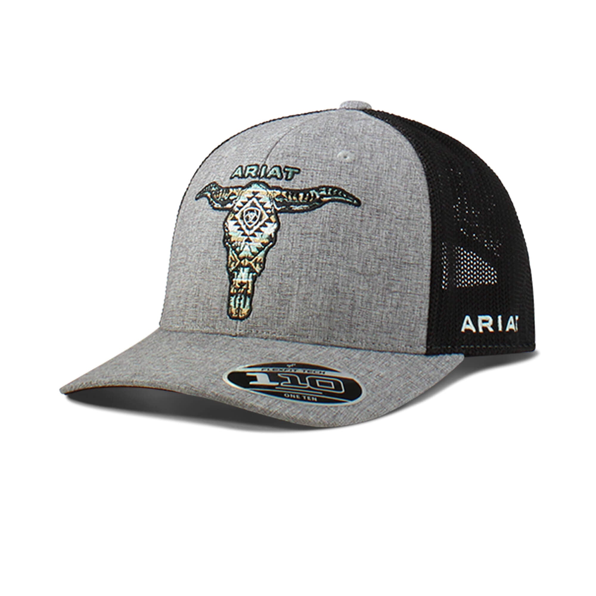 Southwest Embroidered Skull Cap Men - SILVER
