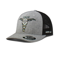 Southwest Embroidered Skull Cap Men - SILVER