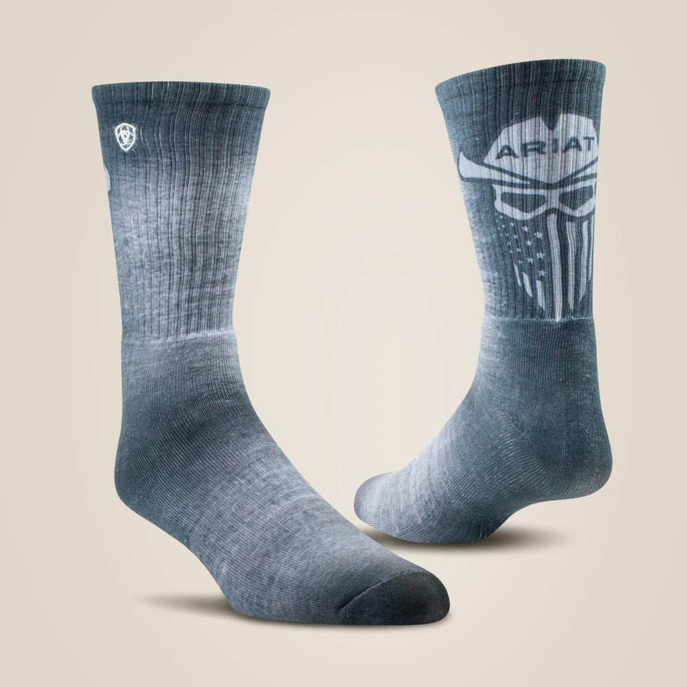 Incognito Graphic Crew Work Sock 2 Pair Multi Color Pack Men / Women - GREY/GREEN