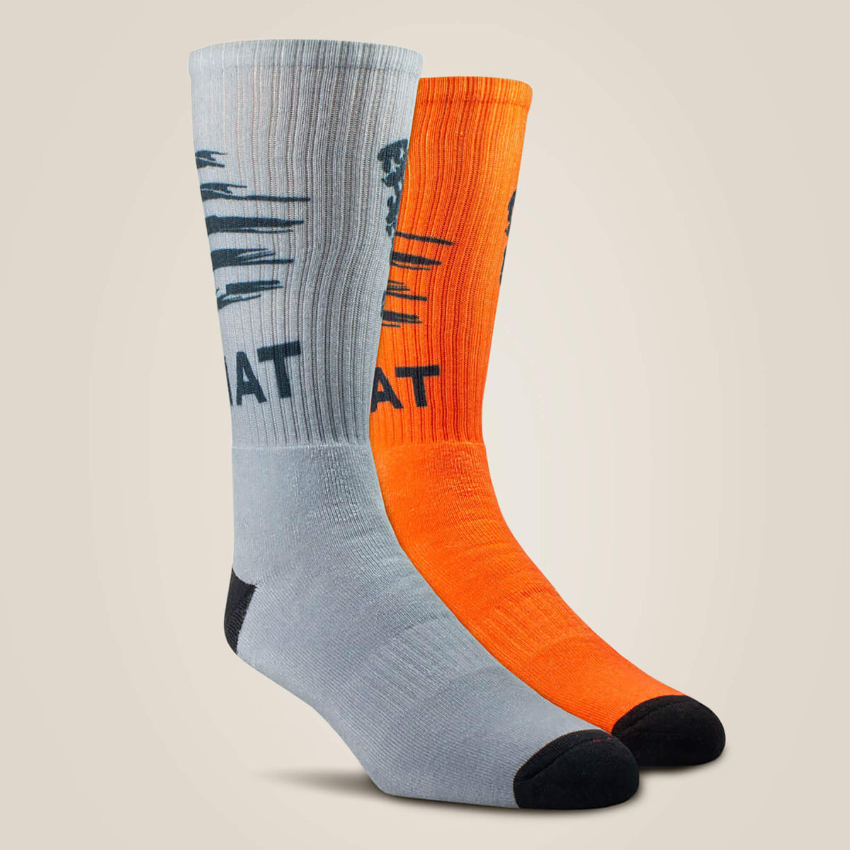 Patriot Graphic Crew Work Sock 2 Pair Multi Color Pack Men - GREY/ORANGE