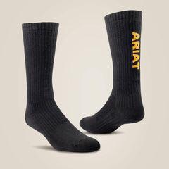 Premium Ringspun Cotton Mid Calf Work Sock 3 Pair Pack Men / Women - BLACK