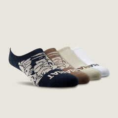 Hilo No Slip No Show Sock 4 Pair Multi Color Pack Men - ASSORTED HULA