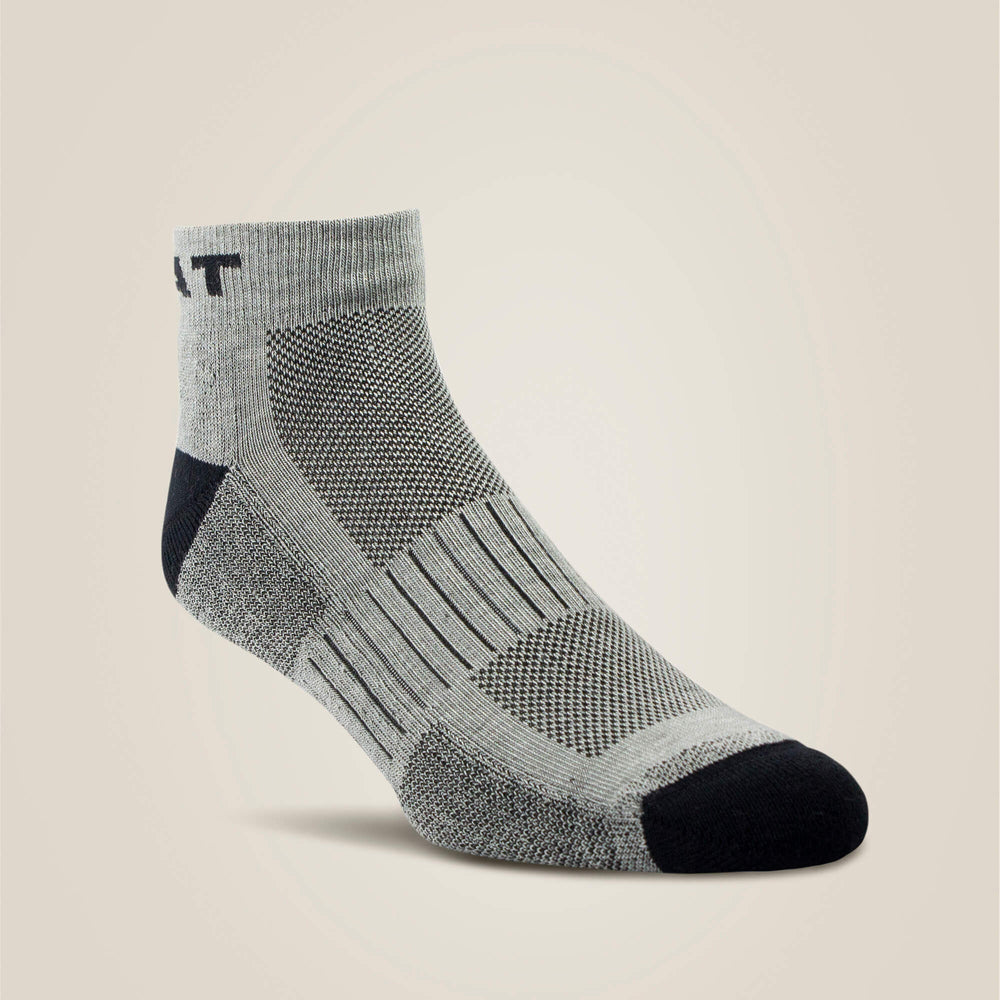 High Performance Quarter Crew Tek Work Sock 3 Pair Pack Men / Women - GREY