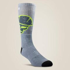 Roughneck Graphic Crew Work Sock 2 Pair Multi Color Pack Men / Women - GREY/GREEN