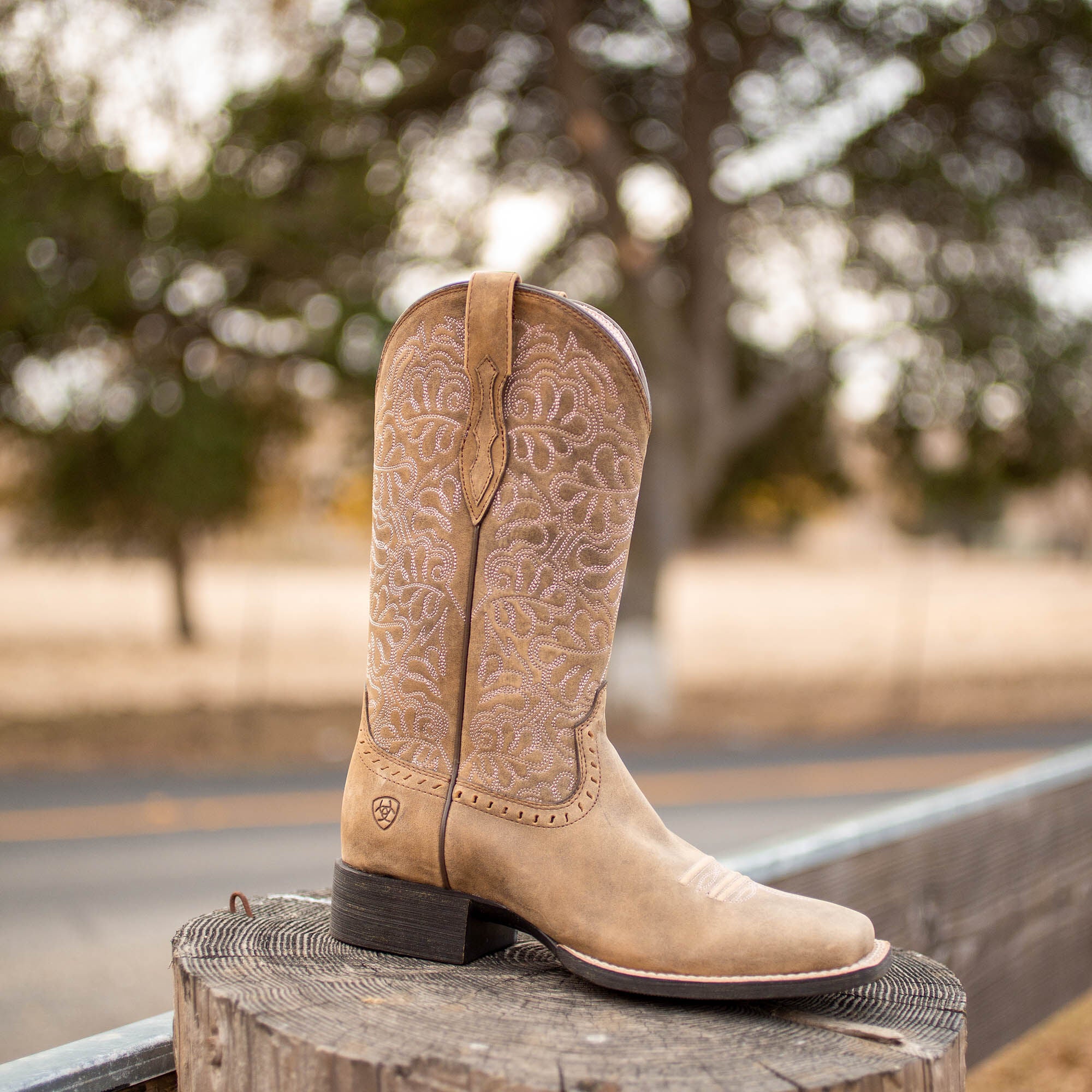 Round Up Remuda Wide Square Toe Western Boot Women - BROWN BOMBER
