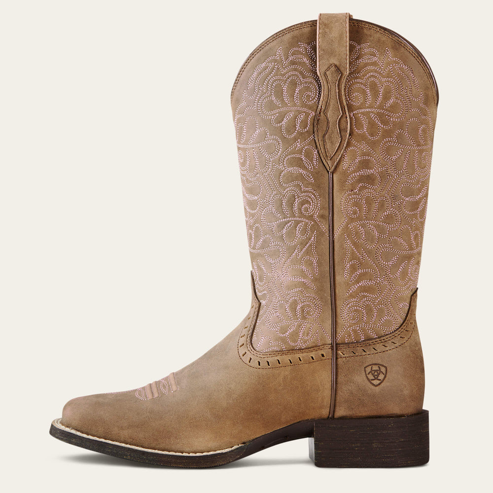 Round Up Remuda Wide Square Toe Western Boot Women - BROWN BOMBER