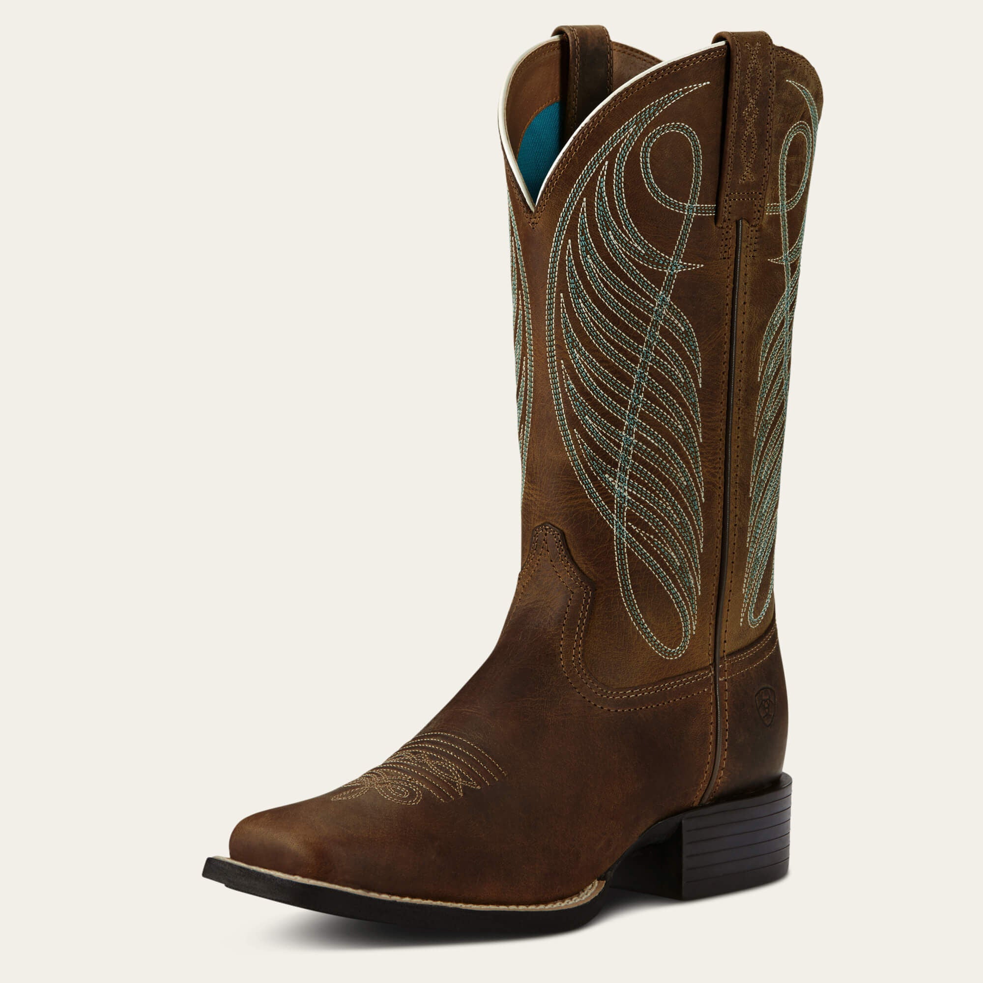 Round Up Wide Square Toe Western Boot Women - POWDER BROWN