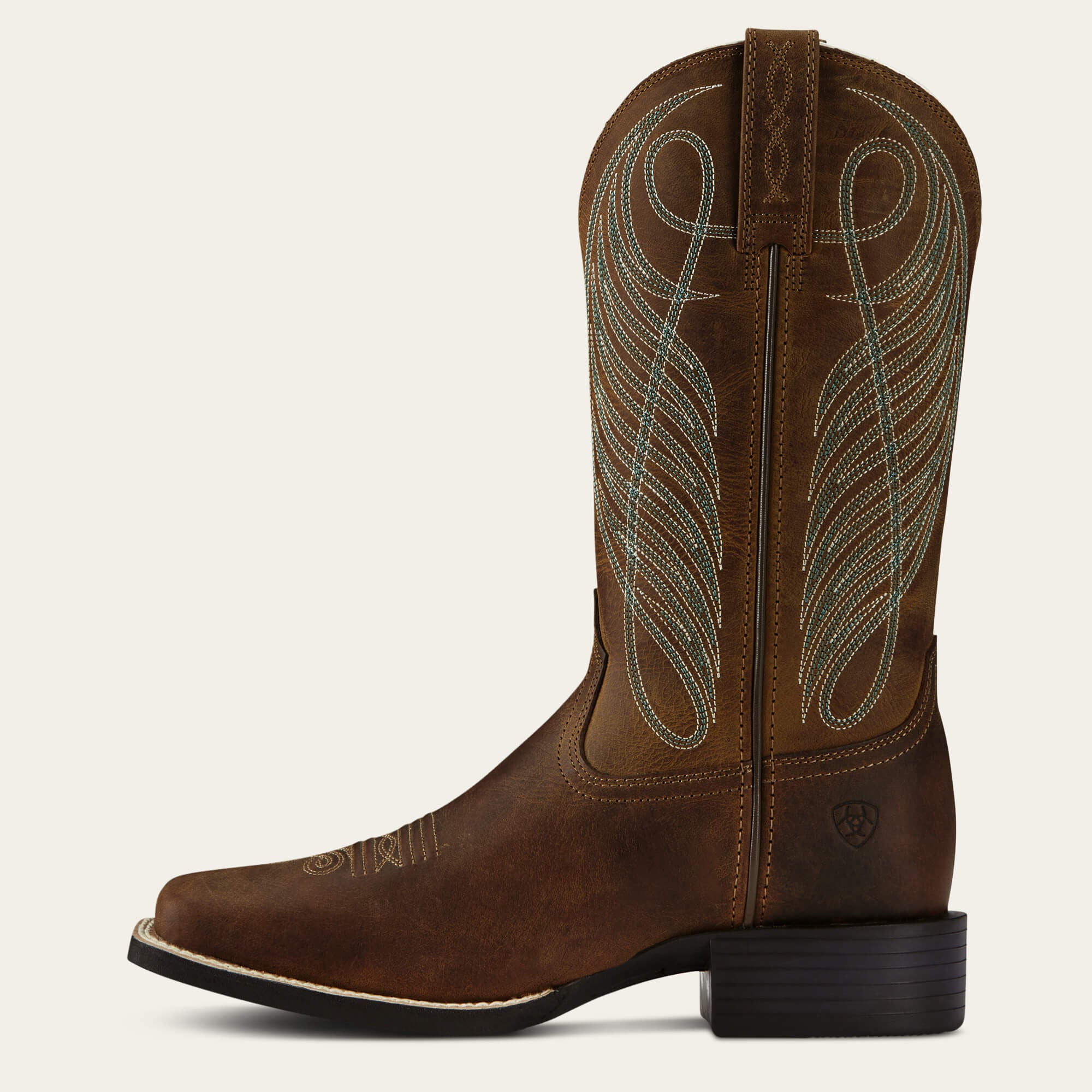 Round Up Wide Square Toe Western Boot Women - POWDER BROWN