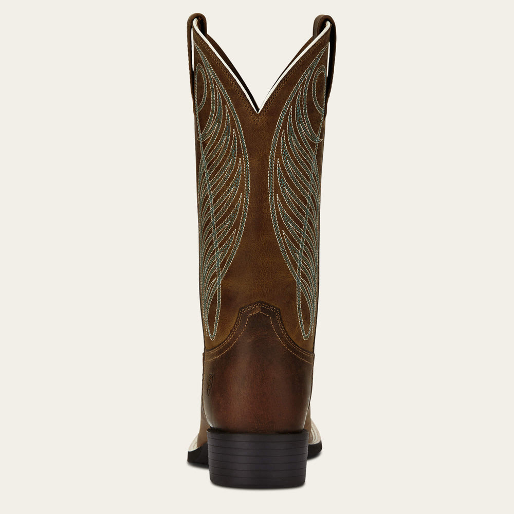 Round Up Wide Square Toe Western Boot Women - POWDER BROWN