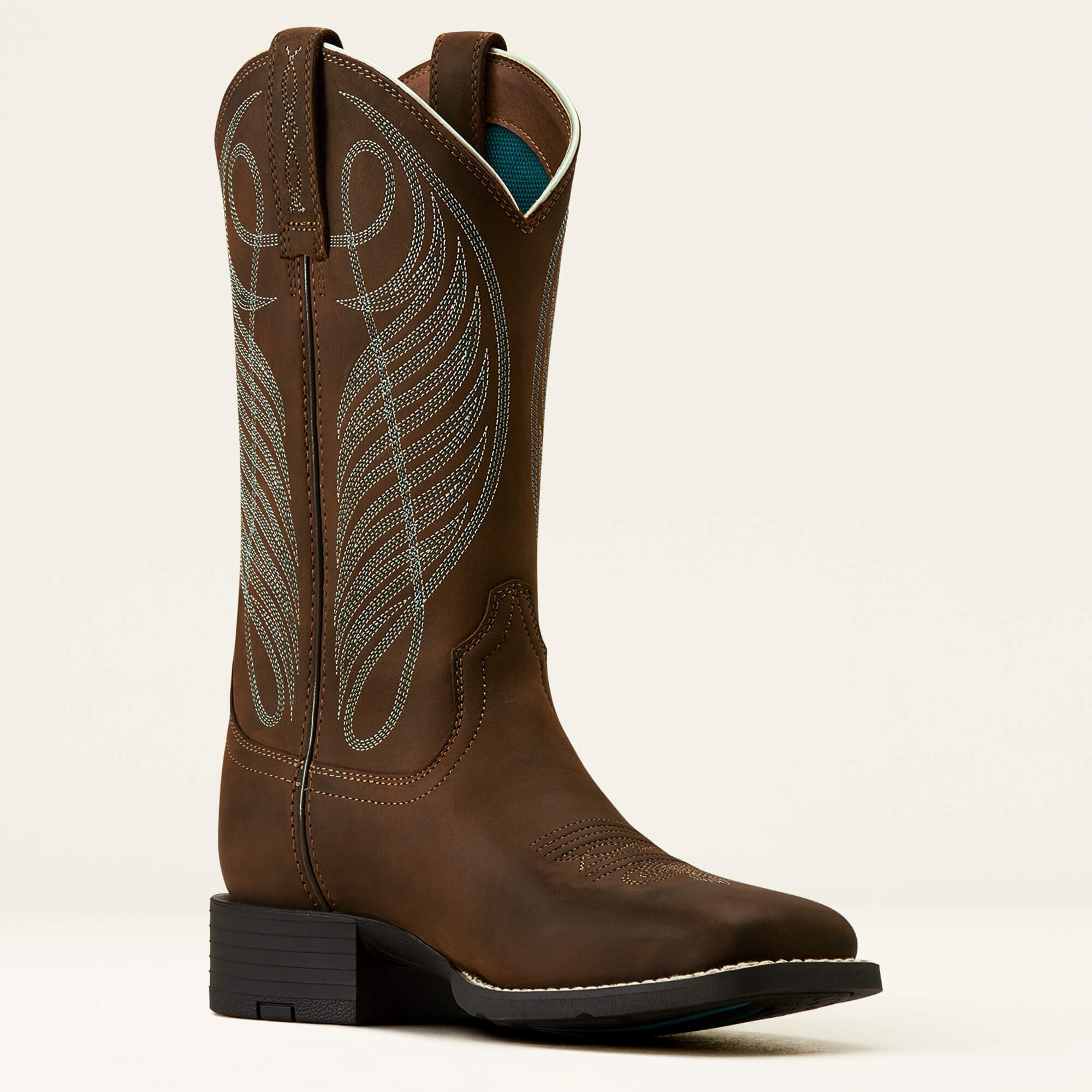 Round Up Wide Square Toe Western Boot Women - POWDER BROWN