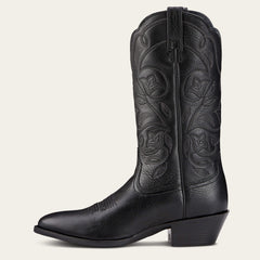 Heritage R Toe Western Boot Women - BLACK DEERTAN
