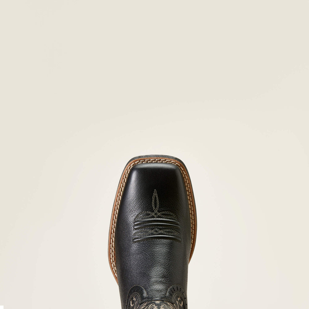 Round Up Remuda Wide Square Toe Western Boot Women - BLACK DEERTAN