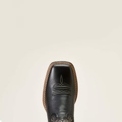 Round Up Remuda Wide Square Toe Western Boot Women - BLACK DEERTAN