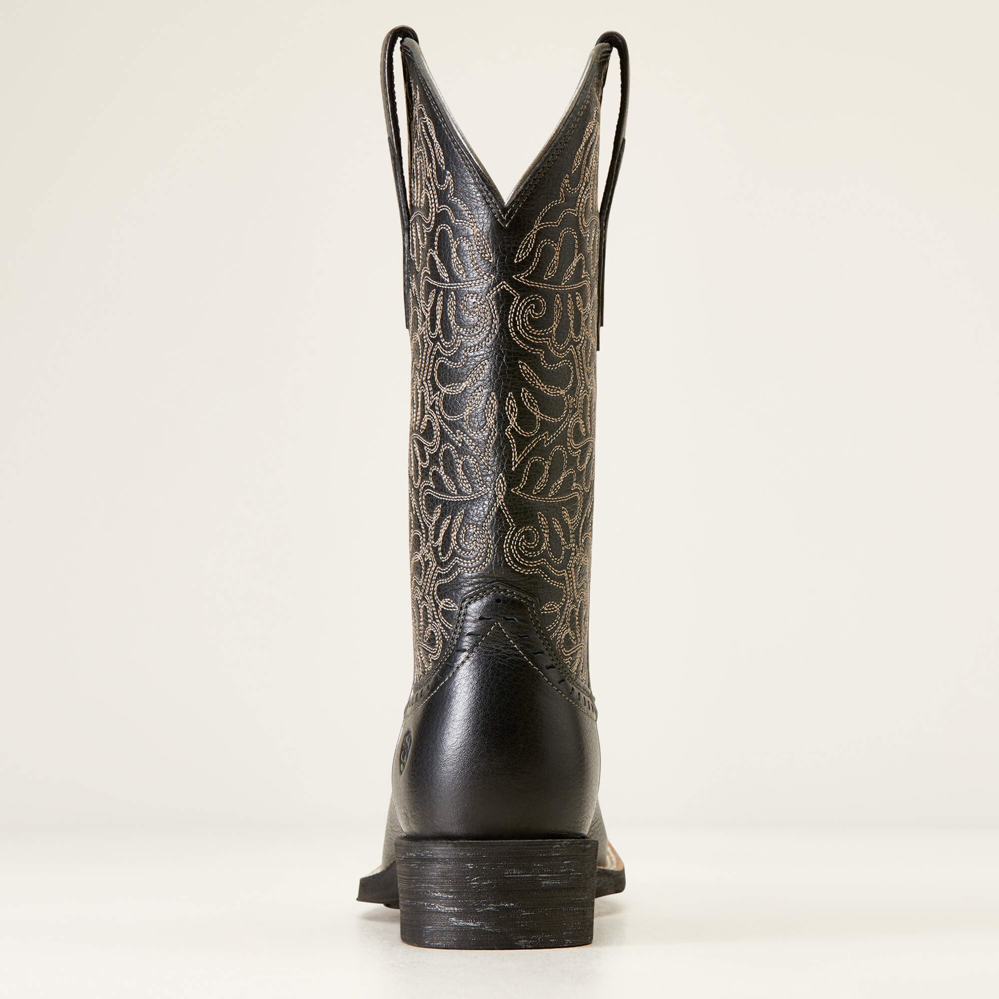 Round Up Remuda Wide Square Toe Western Boot Women - BLACK DEERTAN