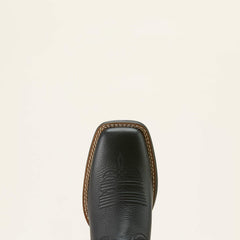 Round Up Filly Wide Square Toe Western Boot Women - BLACK DEERTAN/BLOOD RED