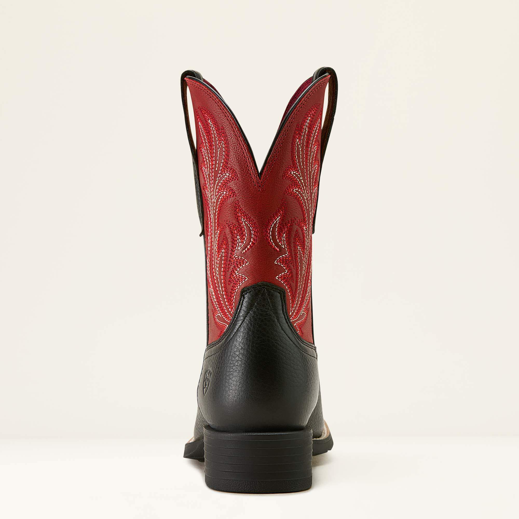 Round Up Filly Wide Square Toe Western Boot Women - BLACK DEERTAN/BLOOD RED