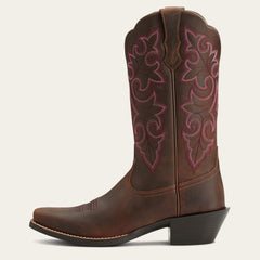 Round Up Square Toe Western Boot Women - POWDER BROWN