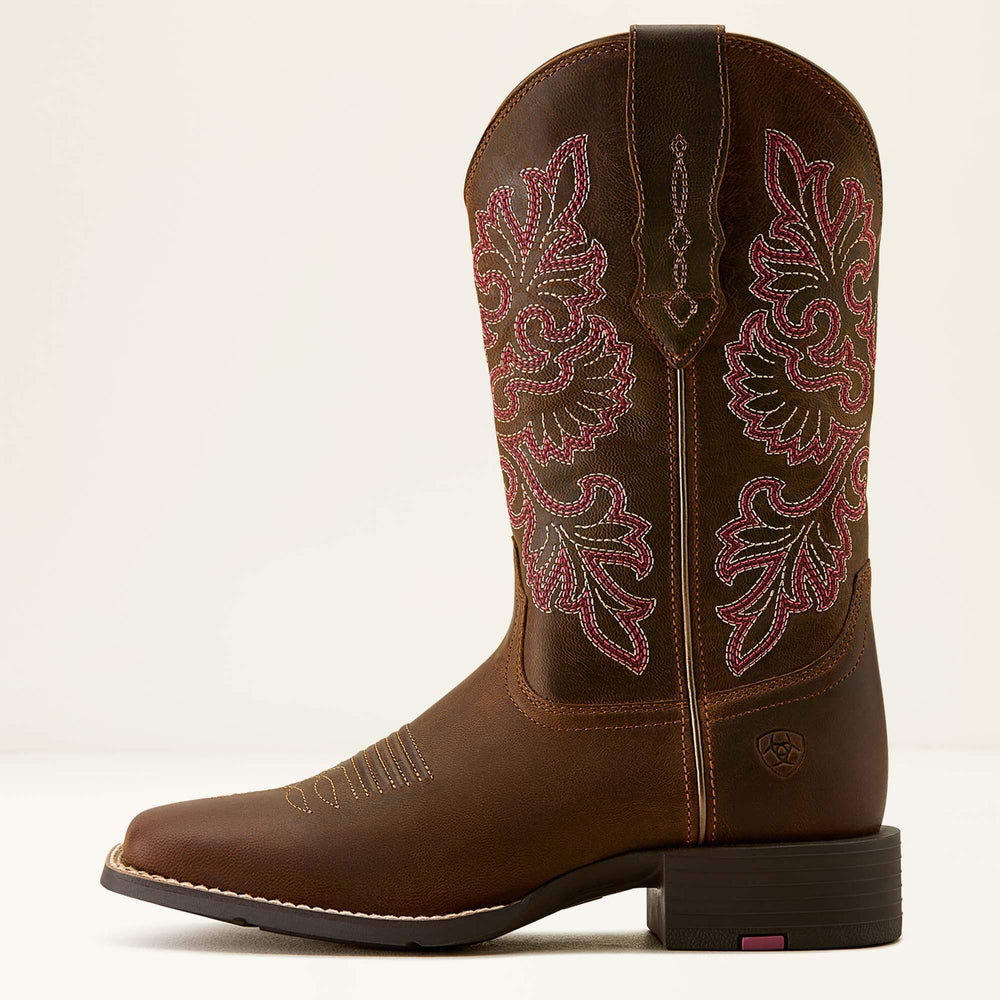 Round Up StretchFit Wide Square Toe Western Boot Women - SASSY BROWN