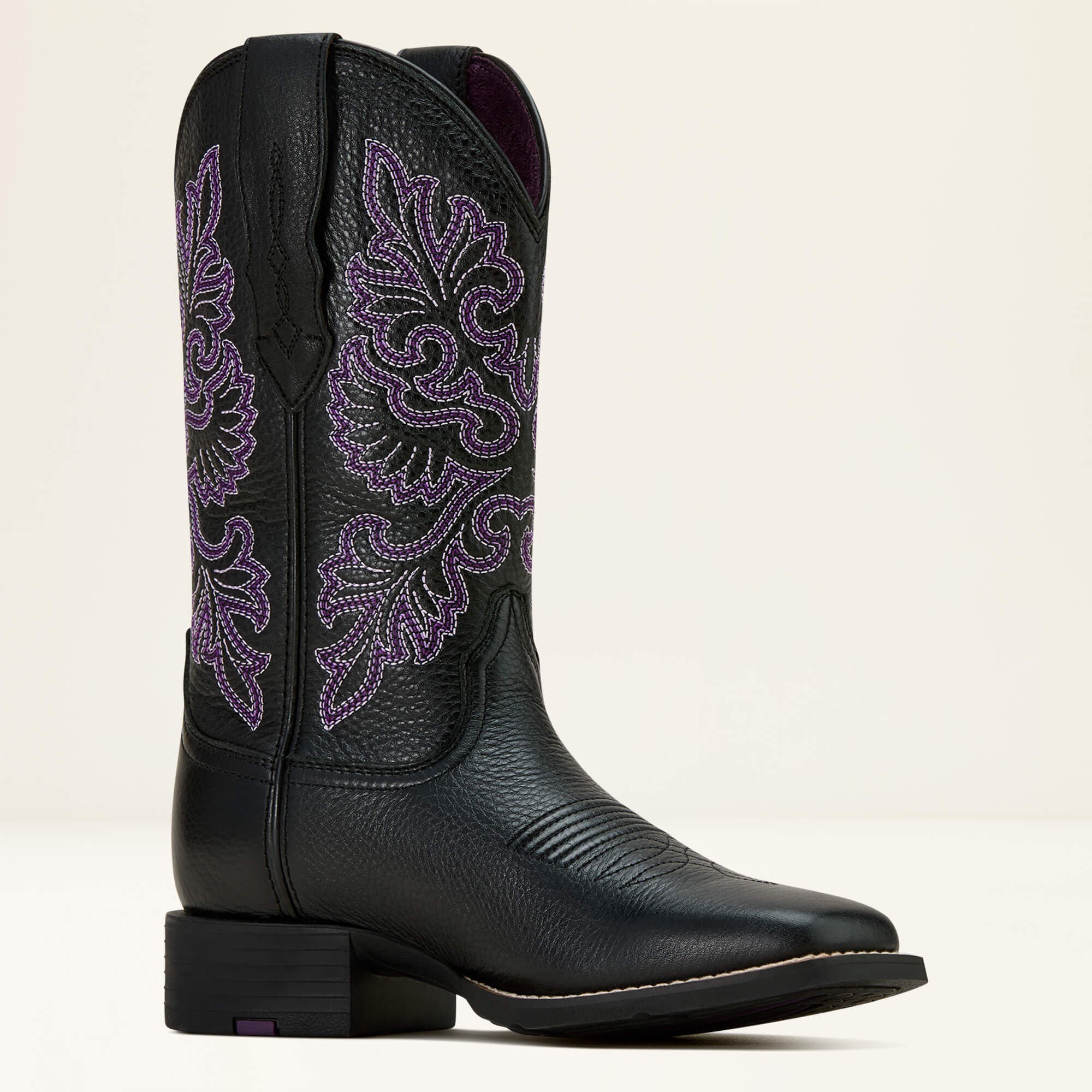 Round Up StretchFit Wide Square Toe Western Boot Women - BLACK DEERTAN