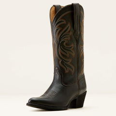 Heritage J Toe Western Boot Women - BLACK DEERTAN