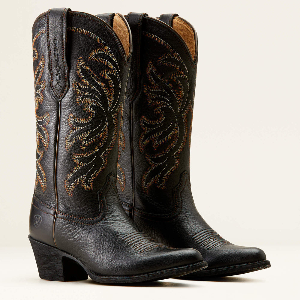 Heritage J Toe Western Boot Women - BLACK DEERTAN
